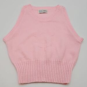 Vintage Pandora Pink Flower Sleeveless Sweater Kids 80s